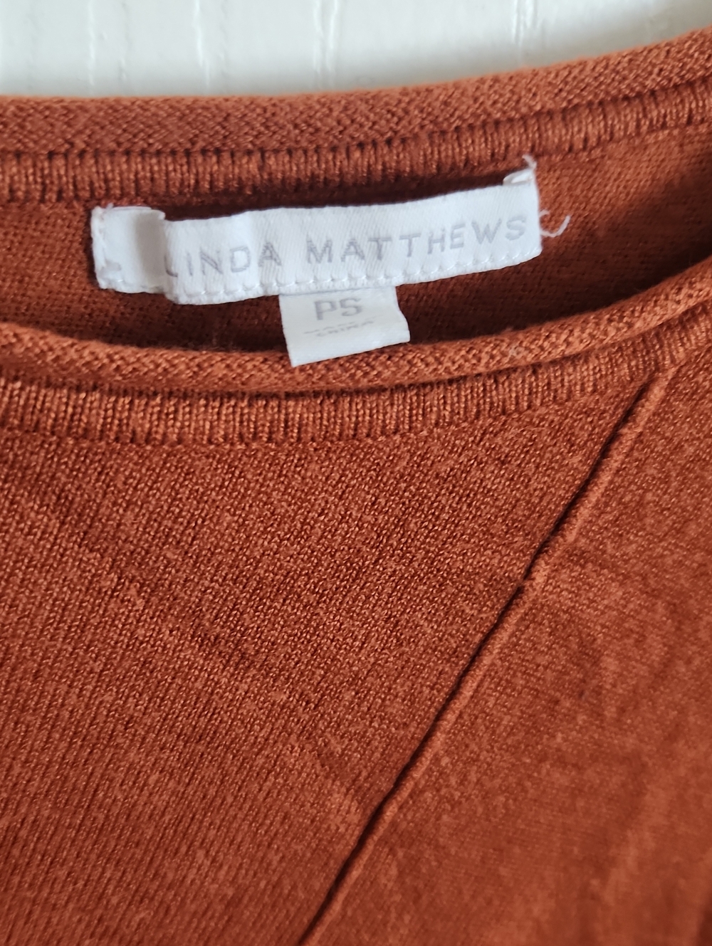 Linda Matthews Rust Crewneck Women's Top